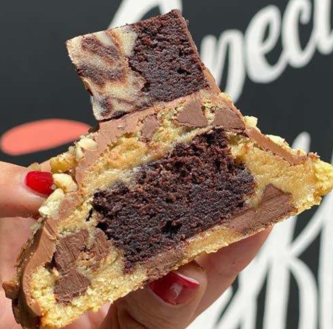 Brownie chocolate nuts New York style cookie